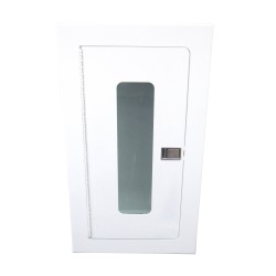 Recessed built-in cabinet for 5 lbs powder fire extinguishers, pre-painted flat white