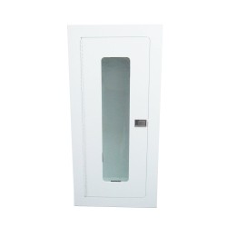 Recessed built-in cabinet for 10 lbs powder fire extinguishers, pre-painted flat white