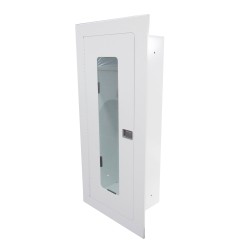 Recessed built-in cabinet for 10 lbs powder fire extinguishers, pre-painted flat white