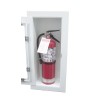 Recessed built-in cabinet for 10 lbs powder fire extinguishers, pre-painted flat white