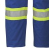 Blue 100% flame-resistant cotton safety coverall, ARC 2, with high-visibility reflective stripes
