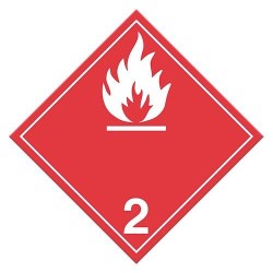 Gaz inflammable, classe 2 placard 10-3/4 po X 10-3/4 po. Utiliser dans le cadre du transport des matières dangereuses.