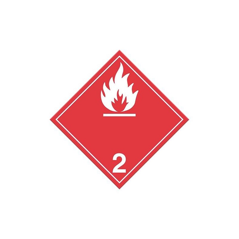Flammable gas, classe 2 placard, 10-3/4 in X 10-3/4 in. Use in the transportation of hazardous materials.