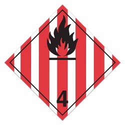 Solides inflammables, classe 4.1,placard, 10 3/4 po x 10 3/4 po. Pour transport des matières dangereuses.