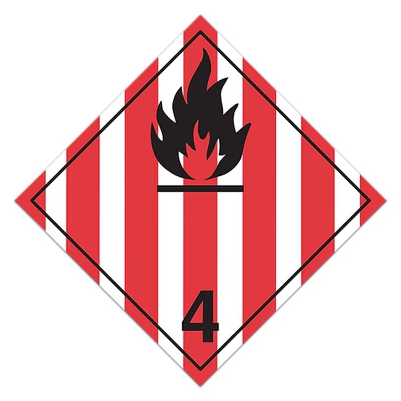 Solides inflammables, classe 4.1,placard, 10 3/4 po x 10 3/4 po. Pour transport des matières dangereuses.