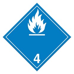 Dangerous when wet, class 4.3, placard 10-3/4 in X 10-3/4 in.