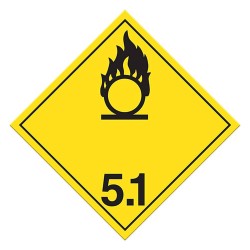 Oxidizers class 5.1, placard, 10-3/4 in X 10-3/4 in. Use in the transportation of hazardous materials.