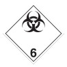 Infectious substances, class 6.2, placard, 10-3/4 in X 10-3/4 in. Use in the transportation of hazardous materials.