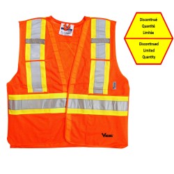 Veste de circulation orange fluo, 4 grandeurs, conforme CSA Z96-15 classe 2 niveau 2, 4 poches.