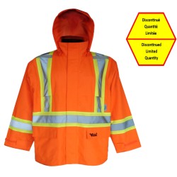 Manteau pour conditions extrêmes Handyman 300D orange haute visibilité, bandes argent et jaunes, grandeurs (S à 3XL)
