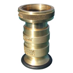 Brass NPSH female threaded nozzle with adjustable stream for 1.5" diameter fire hose