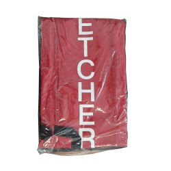 Vertical bag storage for folding stretcher (PS880), with bilingual label.