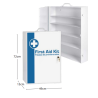 Wall-mounted metal first aid cabinet with solid door panel and lock with 2 keys