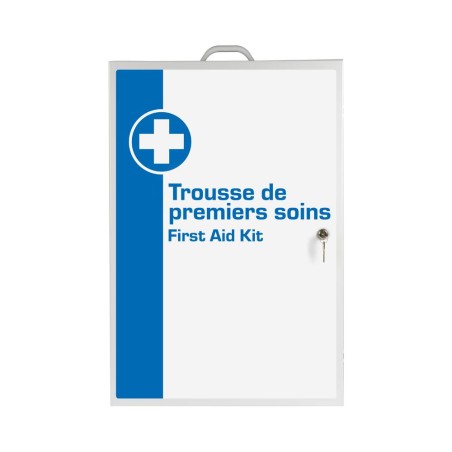 Cabinet de premiers soins mural en métal avec porte pleine et serrure à 2 clés