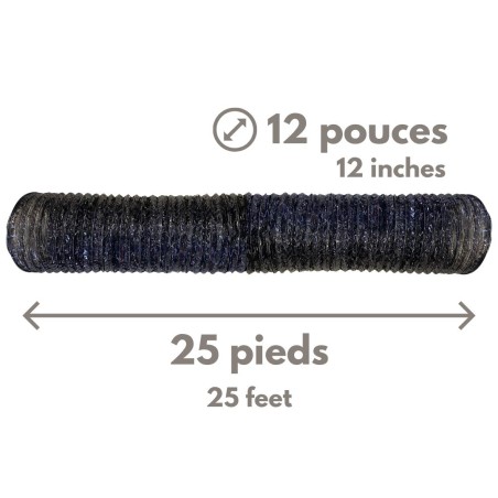 Flexible ventilation duct & reinforcement d:12" by 25' for air purifier