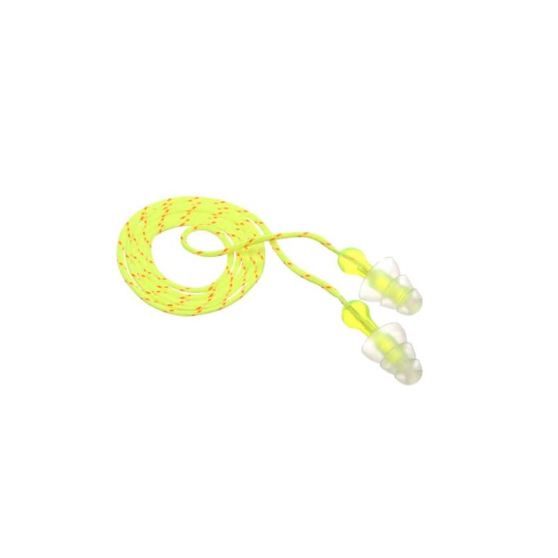 Reusable earplug Peltor P3001 Tri-Flange with cord, 26dB,box of 100 pairs