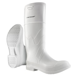 Bottes Dunlop imperméables en PVC blanc avec caps d'acier