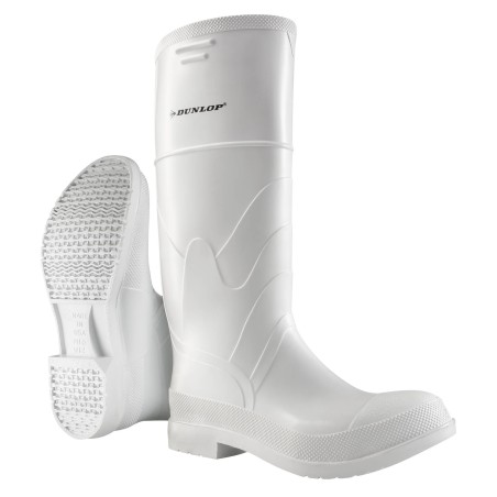 Bottes Dunlop imperméables en PVC blanc avec caps d'acier