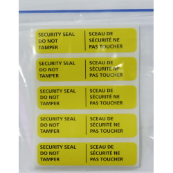 Adhesive bilingual security seal for first aid kits