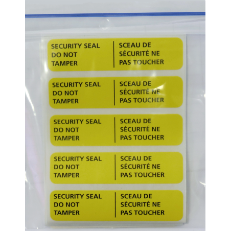Adhesive bilingual security seal for first aid kits