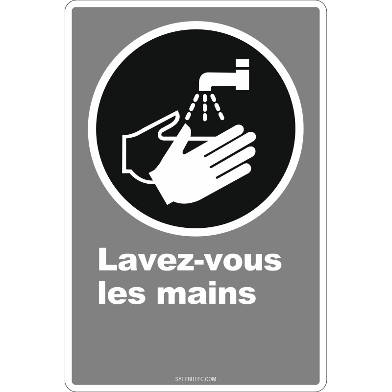 French CDN "Wash Your Hands" sign in various sizes, shapes, materials & languages + optional features
