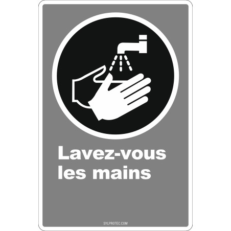 French CDN "Wash Your Hands" sign in various sizes, shapes, materials & languages + optional features