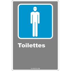 French CDN men "Toilette" sign in various sizes, shapes, materials & languages + optional features