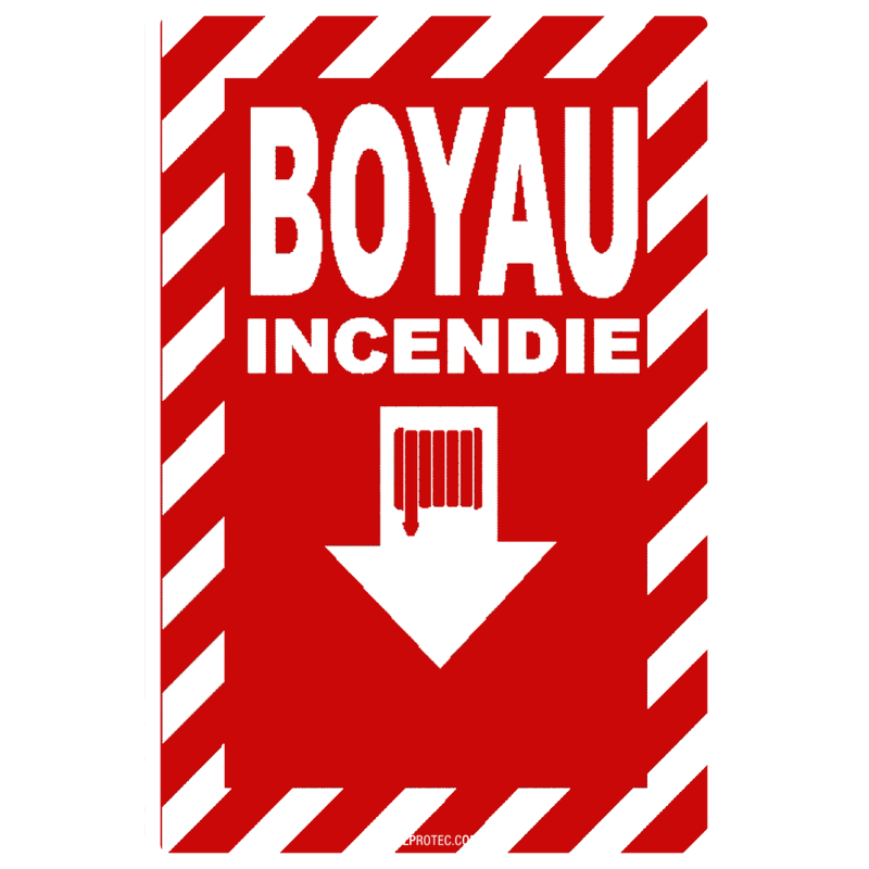 Affiche d’urgence et d’incendie «Feu Boyau» hachuré transversale