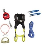 Safety harness, lanyard, belt, anchor, vertical lifeline.