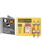 Affiches de sécurité, signalisation routière, miroirs, verrouillage.