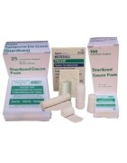 Sterile gauze pads, rolls & compresses.