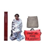 Emergency and fireproof blankets, storage cabinets.