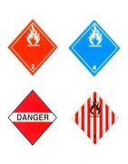 Placards for transportation of dangerous goods (TDG).